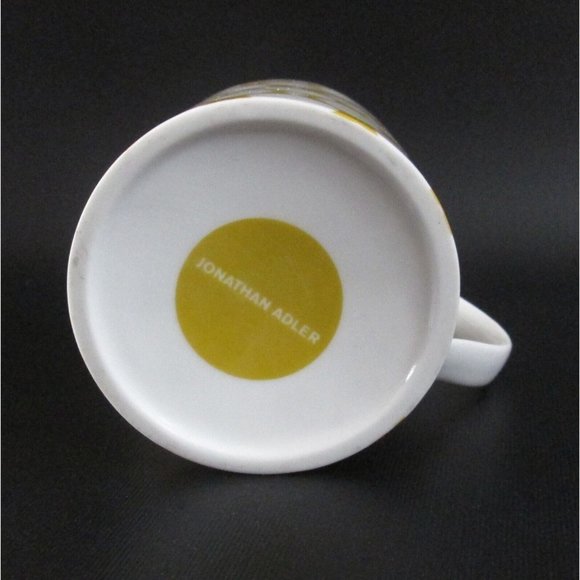 Jonathan Adler Mug White Flower Pattern Yellow Background Coffee Cup - Picture 5 of 5